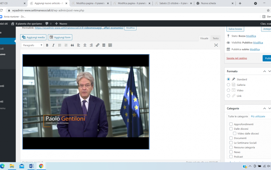 Il videomessaggio del Commissario Europeo per gli Affari Economici